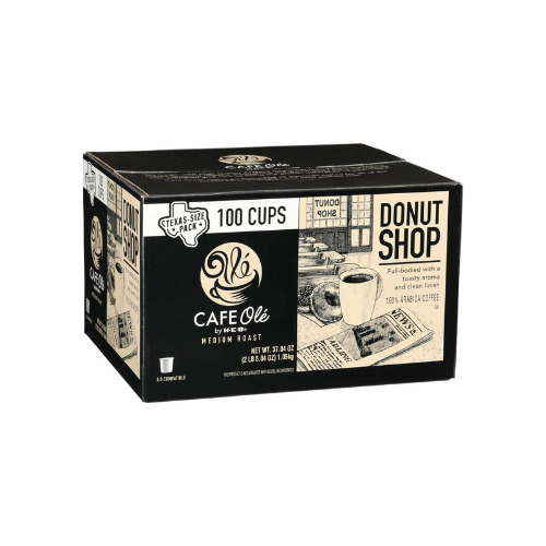 Cafe Olé by HEB Donut Shop Medium Roast Coffee Pods — 100 Count — Best Value — Ships Nationwide